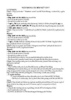 Ngân hàng câu hỏi Ngữ văn 7
